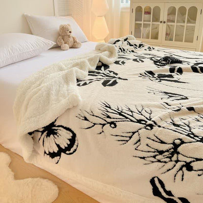 Jacquard-Überwurfdecke mit Baum- und Schmetterlingsmotiv - image 6