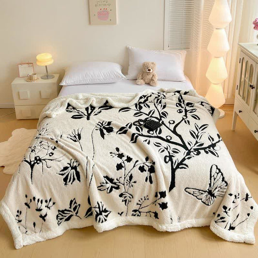 Jacquard-Überwurfdecke mit Baum- und Schmetterlingsmotiv - Decke - 200cm x 230cm - image 0