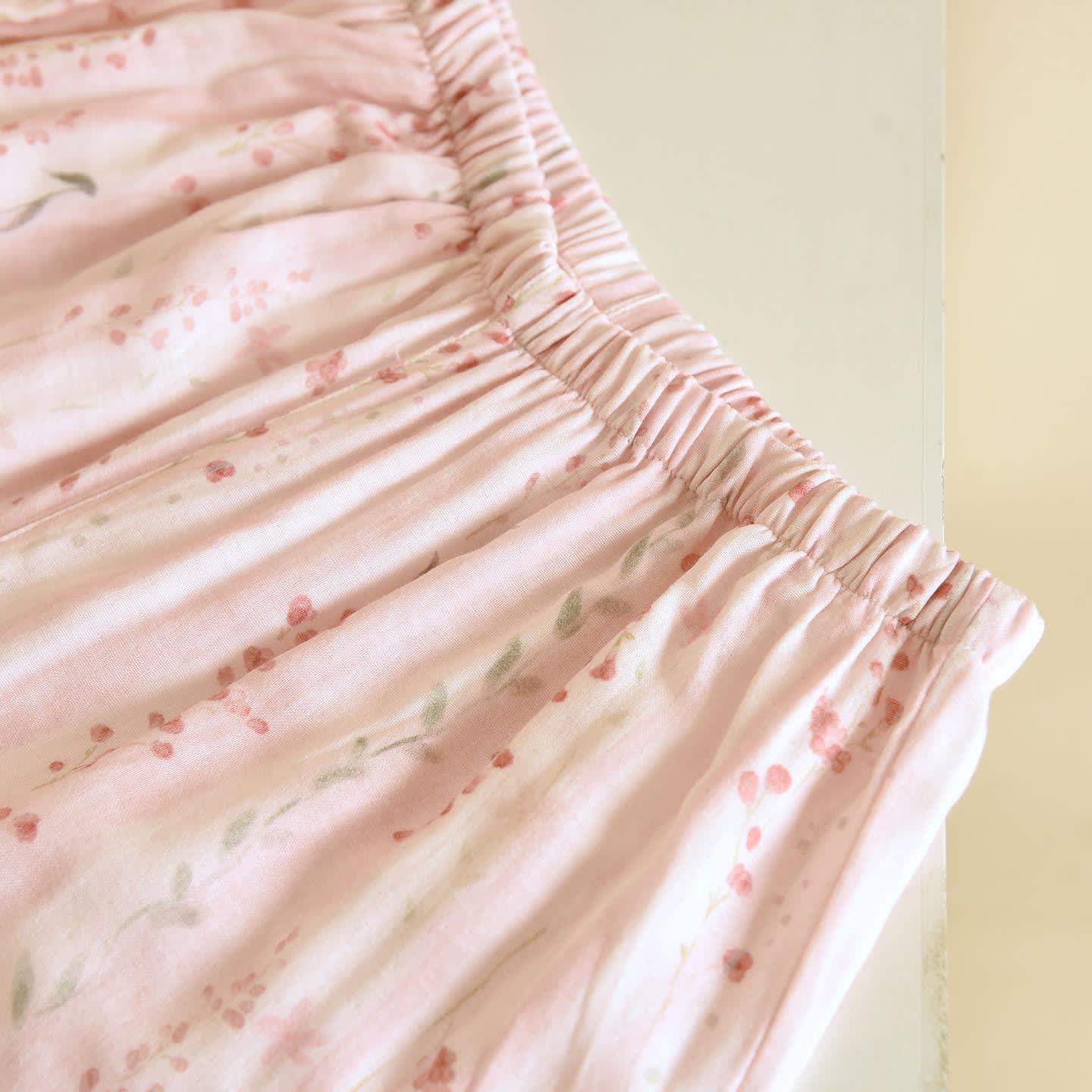 Rosa gestreiftes Kimono-Loungewear-Set mit Blumenmuster - image 9