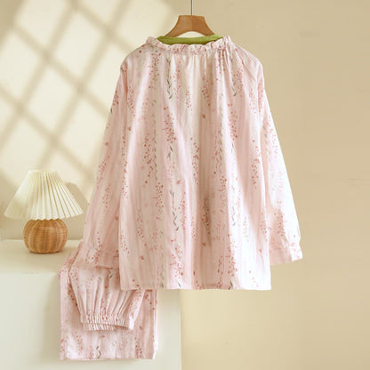 Rosa gestreiftes Kimono-Loungewear-Set mit Blumenmuster - image 1
