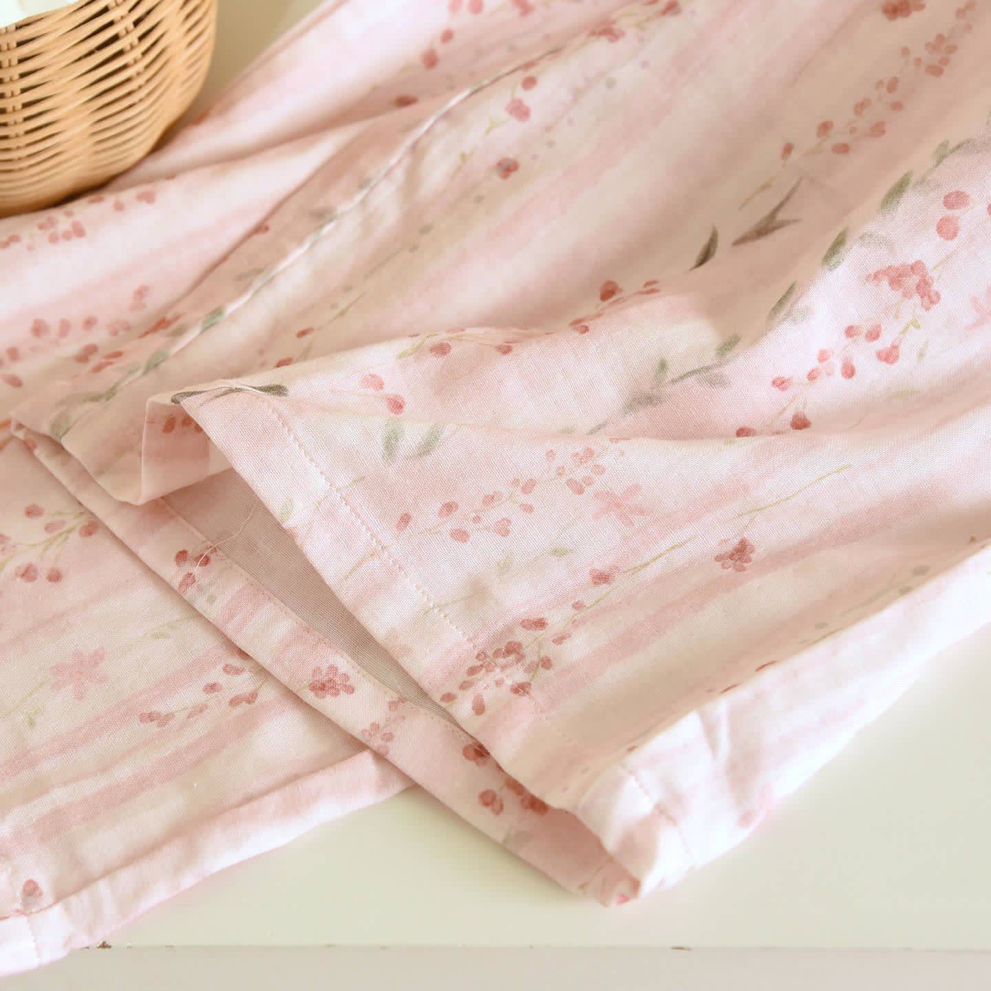 Rosa gestreiftes Kimono-Loungewear-Set mit Blumenmuster - image 11