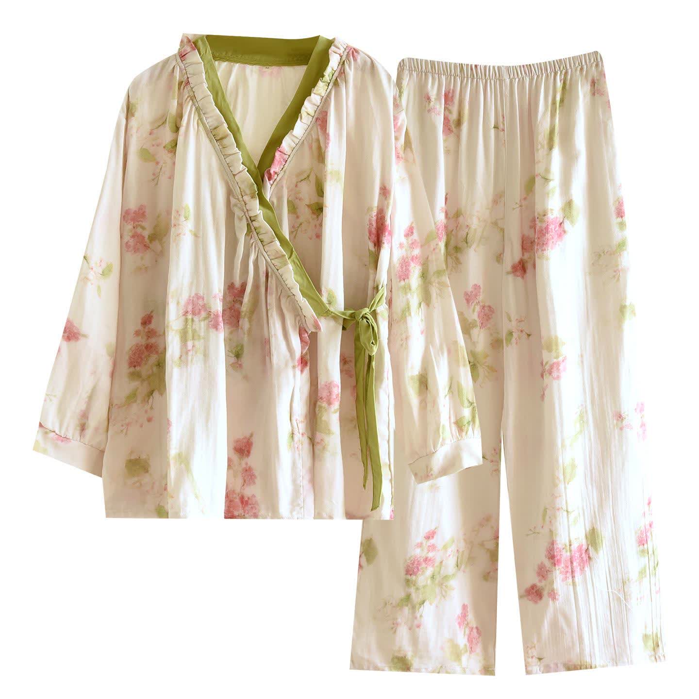 Ink Peony Kimono-Loungewear-Set - image 1