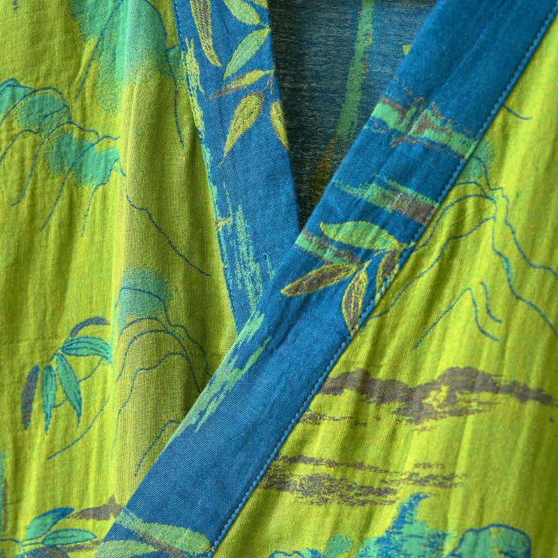 Zweifarbiger Kimono-Bademantel aus Bambus-Baumwoll-Gaze - image 8