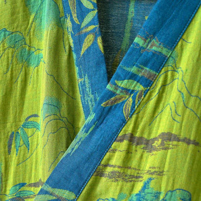 Zweifarbiger Kimono-Bademantel aus Bambus-Baumwoll-Gaze - image 8