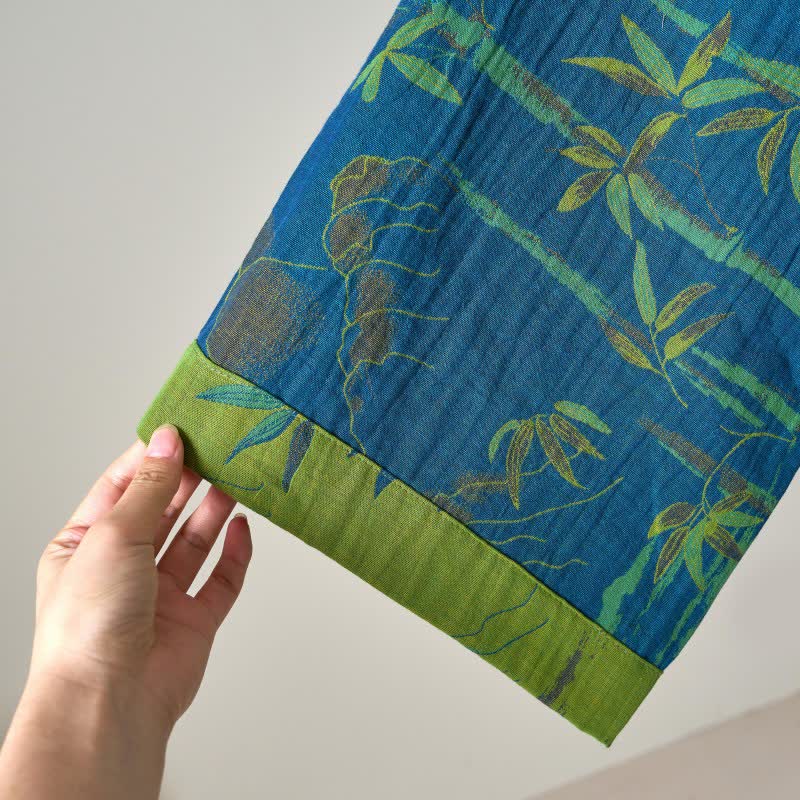 Zweifarbiger Kimono-Bademantel aus Bambus-Baumwoll-Gaze - image 22