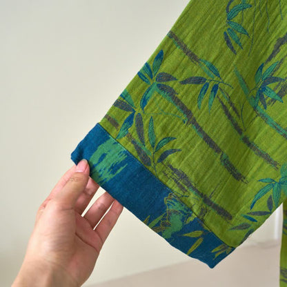 Zweifarbiger Kimono-Bademantel aus Bambus-Baumwoll-Gaze - image 7