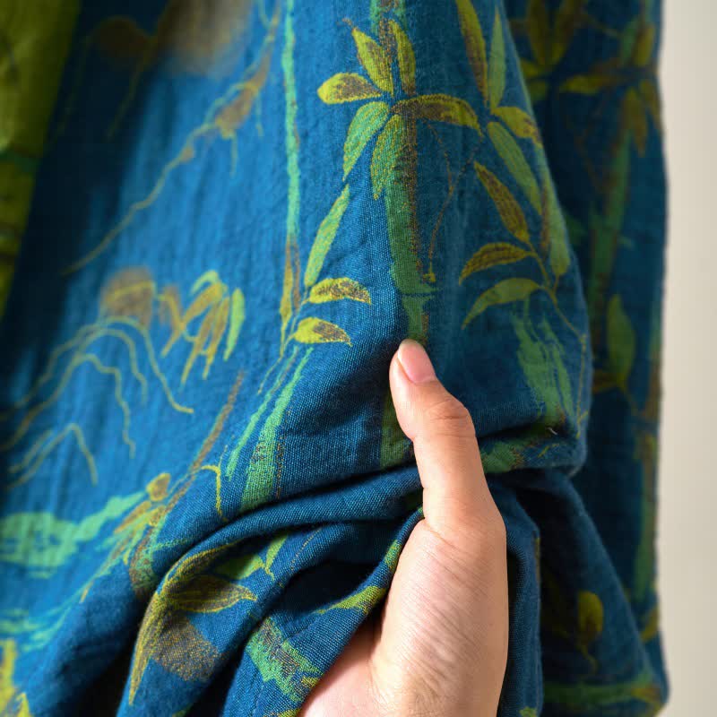 Zweifarbiger Kimono-Bademantel aus Bambus-Baumwoll-Gaze - image 23