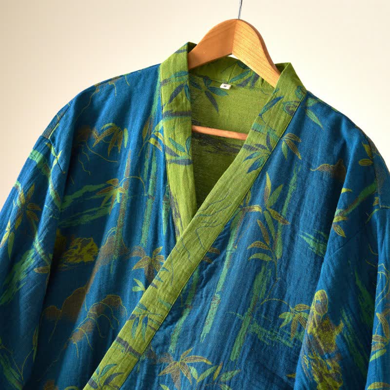 Zweifarbiger Kimono-Bademantel aus Bambus-Baumwoll-Gaze - image 18