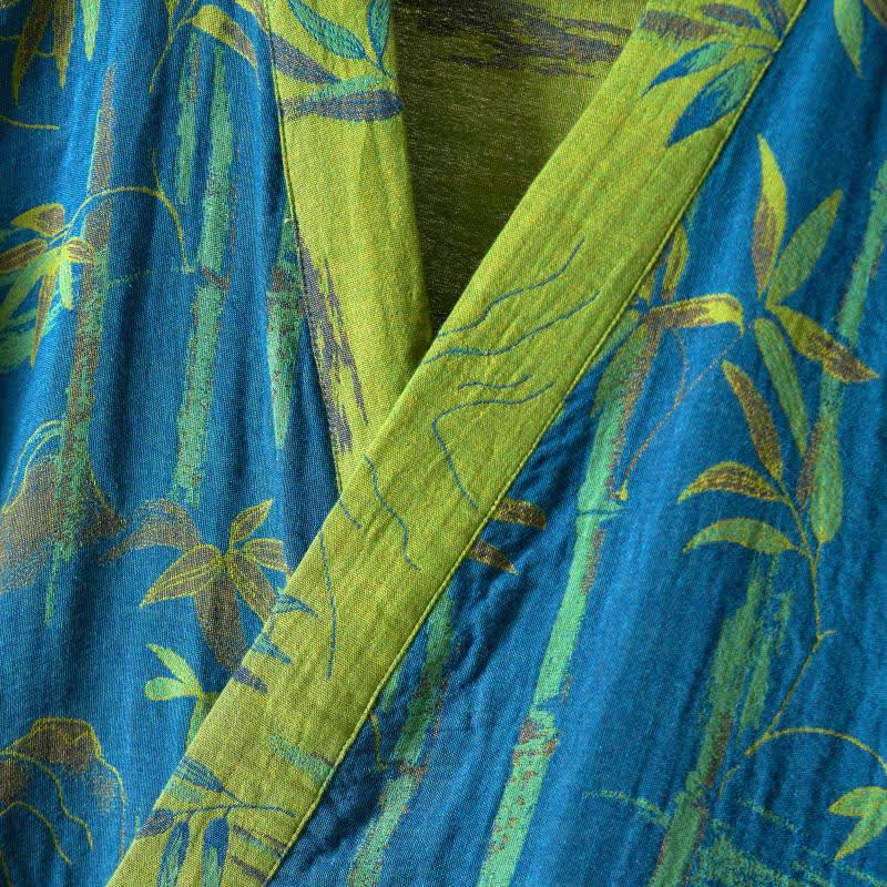 Zweifarbiger Kimono-Bademantel aus Bambus-Baumwoll-Gaze - image 19