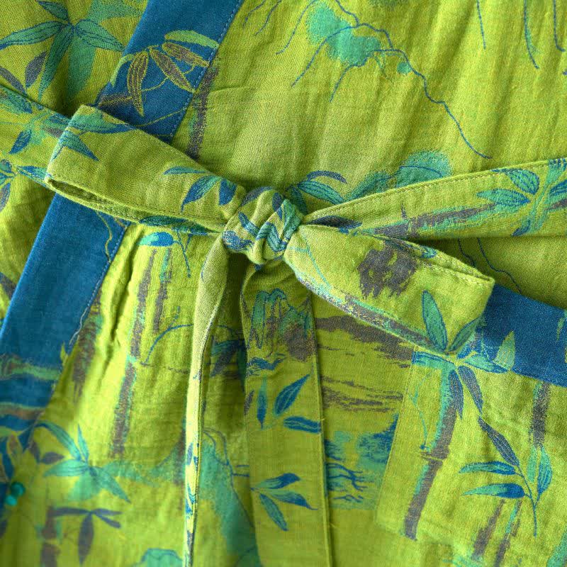 Zweifarbiger Kimono-Bademantel aus Bambus-Baumwoll-Gaze - image 9