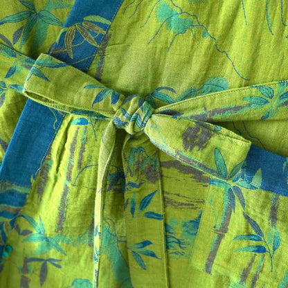 Zweifarbiger Kimono-Bademantel aus Bambus-Baumwoll-Gaze - image 9