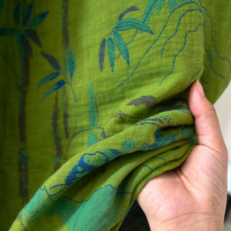 Zweifarbiger Kimono-Bademantel aus Bambus-Baumwoll-Gaze - image 12