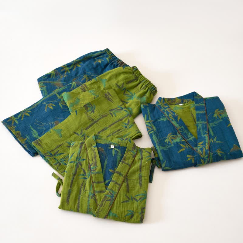 Loungewear-Set aus Kimono aus Bambus-Baumwollgaze - image 1