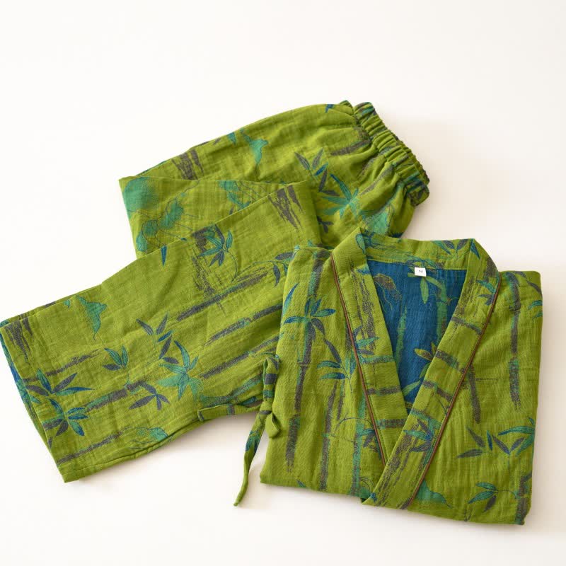 Loungewear-Set aus Kimono aus Bambus-Baumwollgaze - image 3
