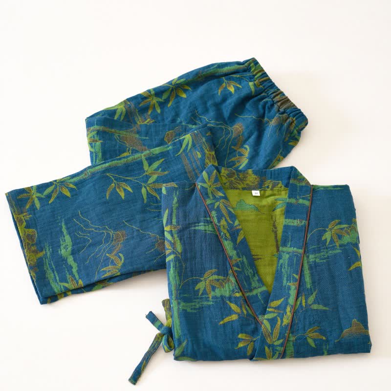 Loungewear-Set aus Kimono aus Bambus-Baumwollgaze - image 13