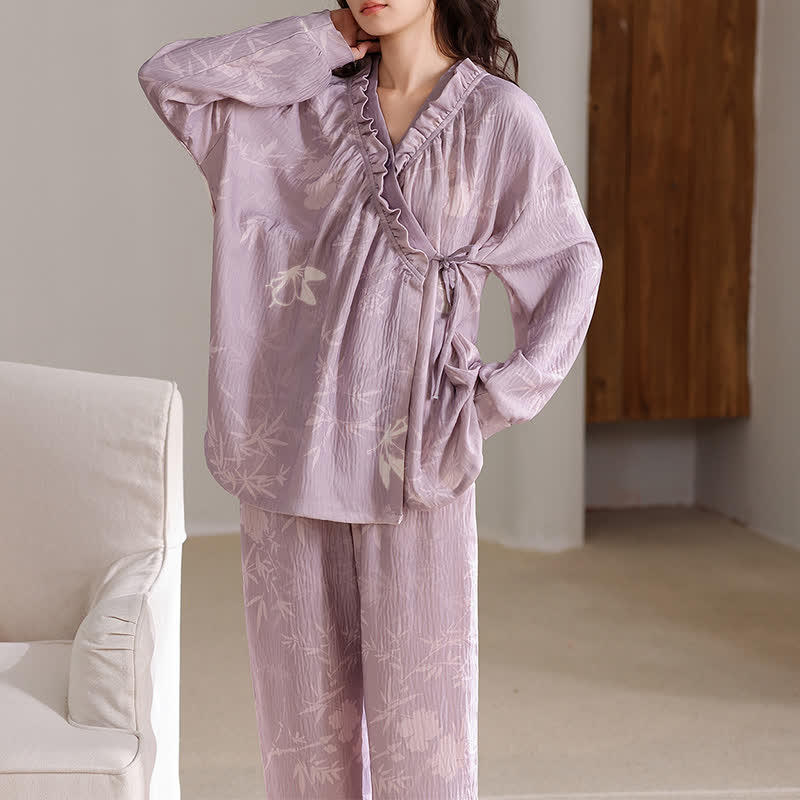 Loungewear-Set mit Bambus-Kimono und Schmetterlingsmotiv - 2XL - image 0