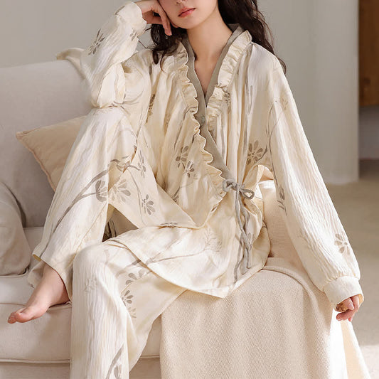 Loungewear-Set mit künstlerischem Blumen-Kimono - 2XL - image 0