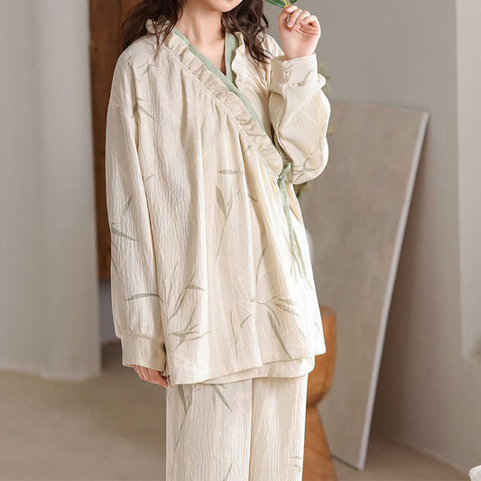 Loungewear-Set mit Kimono und Bambusblättern - 2XL - image 0