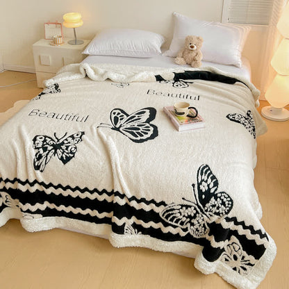 Warme Jacquard-Überwurfdecke mit Schmetterlingsmotiv - image 2