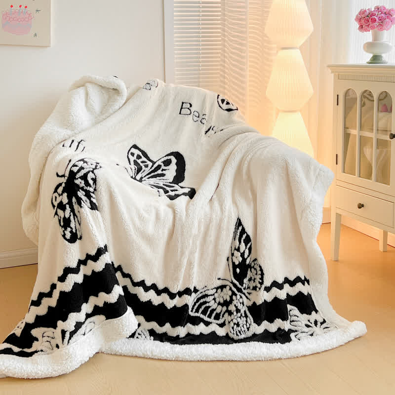 Warme Jacquard-Überwurfdecke mit Schmetterlingsmotiv - image 12