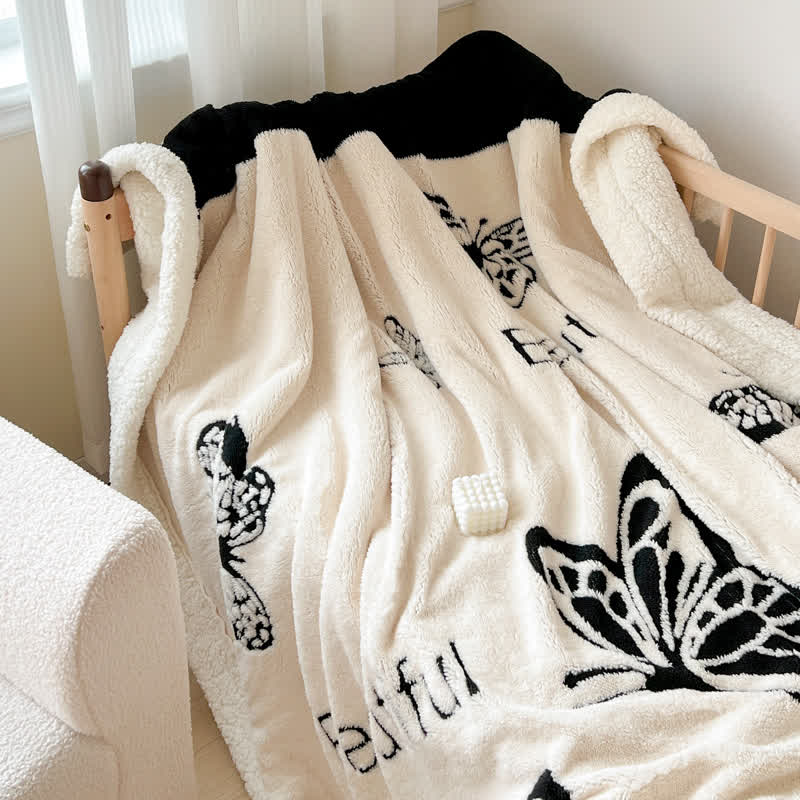 Warme Jacquard-Überwurfdecke mit Schmetterlingsmotiv - image 13