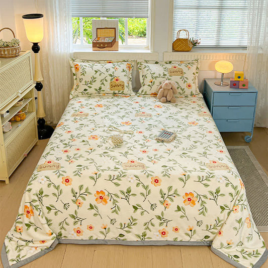 Warme Überwurfdecke mit gelben Blumenblättern - 230cm x 250cm - image 0