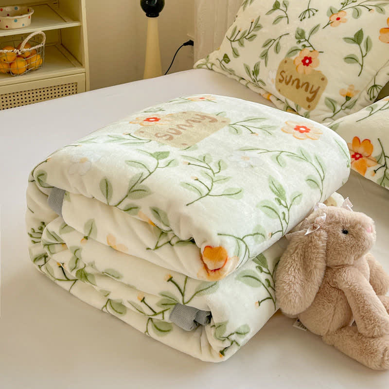 Warme Überwurfdecke mit gelben Blumenblättern - image 6