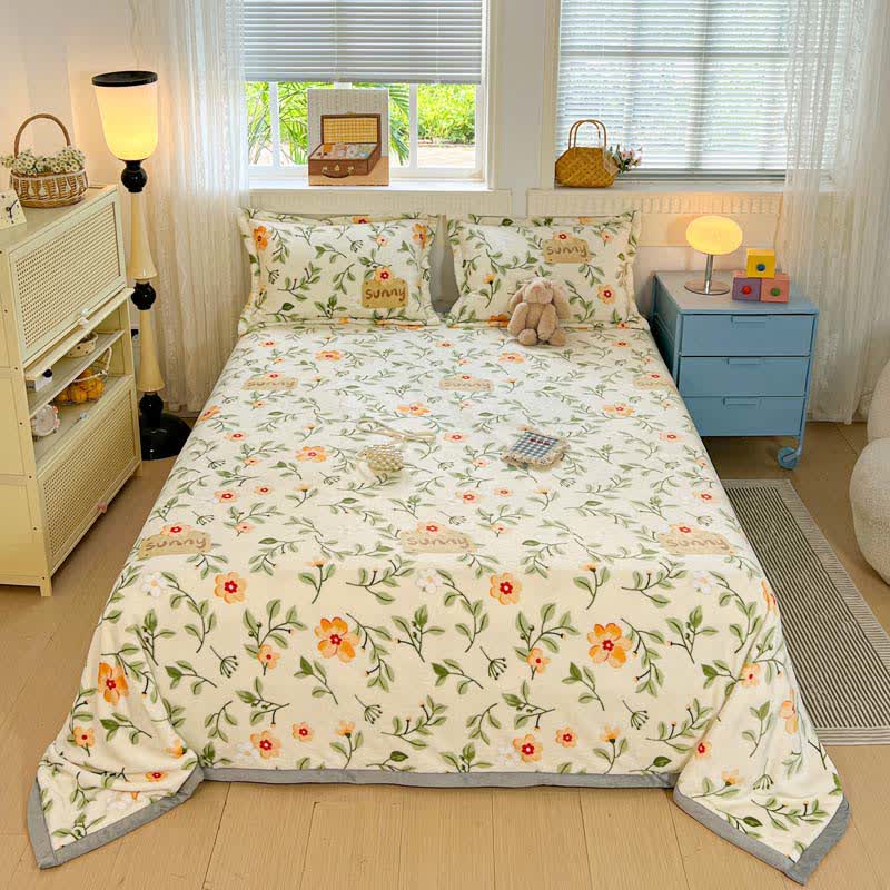 Warme Überwurfdecke mit gelben Blumenblättern - image 2