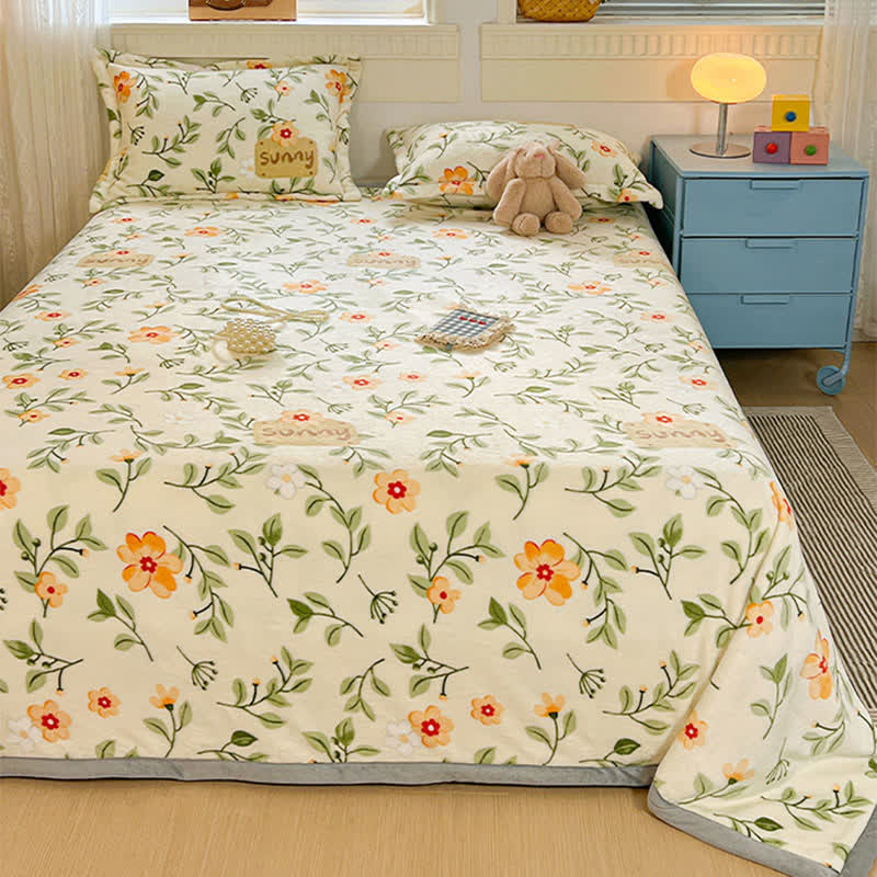 Warme Überwurfdecke mit gelben Blumenblättern - image 3