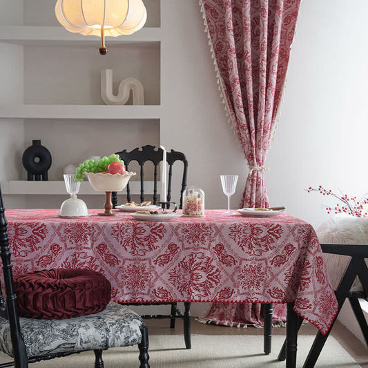Jacquard-Tischdecke im Ethno-Stil mit Retro-Muster - Rot - 160cm x 160cm - image 0