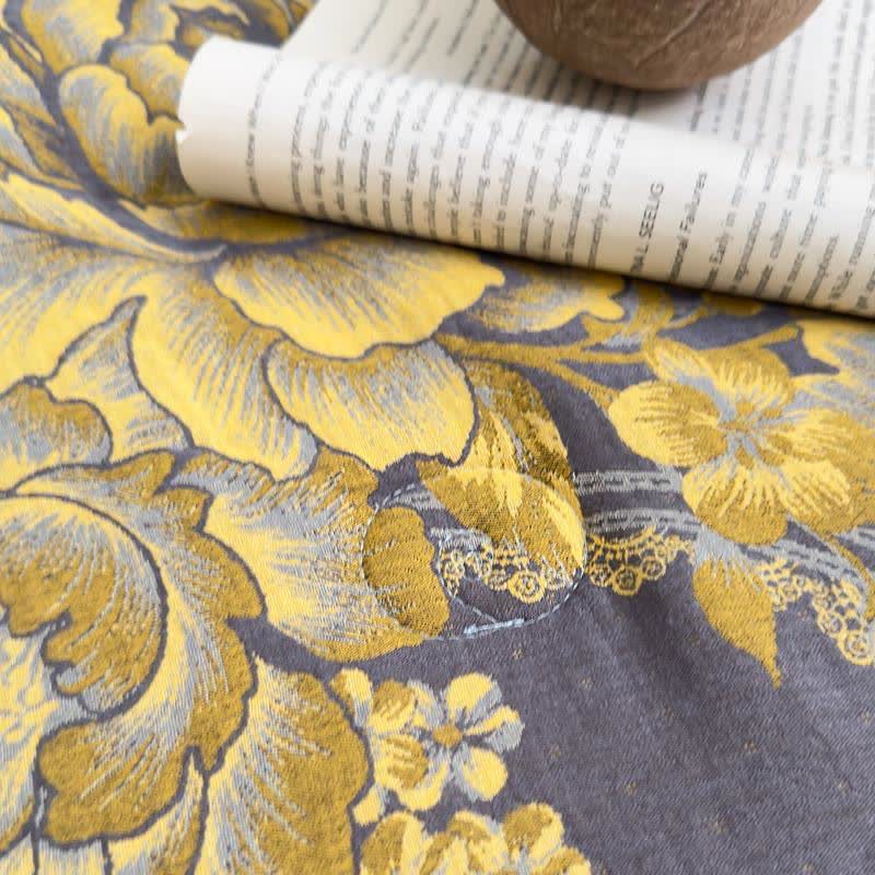 Luxuriöse Jacquard-Steppdecke aus Baumwollgaze mit Pfingstrosenmotiv - image 3