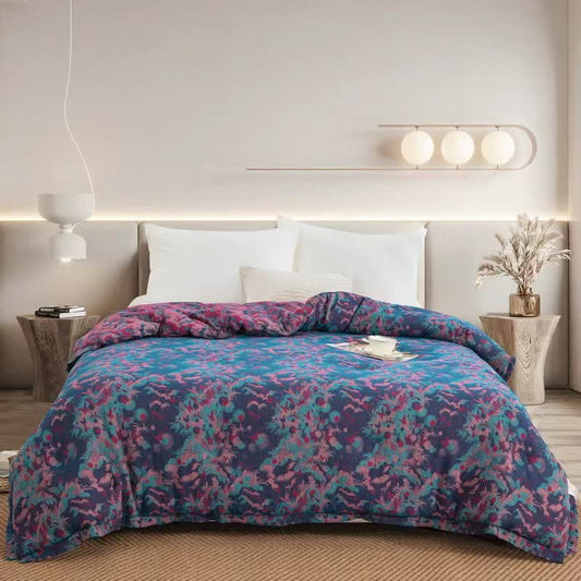Künstlerische Schmetterlings-Steppdecke aus Baumwollgaze-Jacquard - Lila - Winterquilt - 220cm x 240cm - image 0