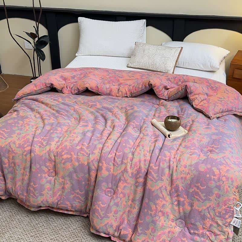 Künstlerische Schmetterlings-Steppdecke aus Baumwollgaze-Jacquard - Rosa - Winterquilt - 220cm x 240cm - image 8