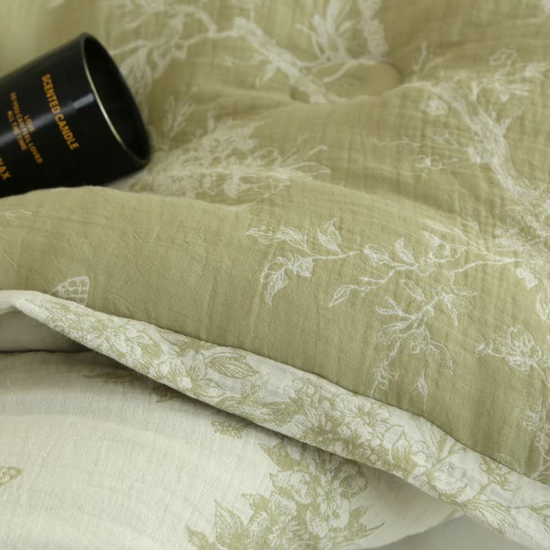 Steppdecke aus Baumwollgaze mit Zweig und Schmetterlingen, Jacquard - image 7
