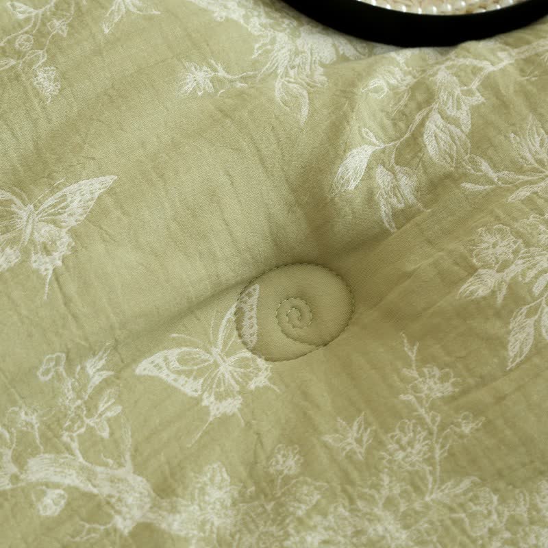 Steppdecke aus Baumwollgaze mit Zweig und Schmetterlingen, Jacquard - image 9
