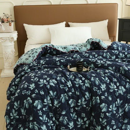 Flourish Flower Baumwollgaze-Jacquard-Steppdecke - image 1