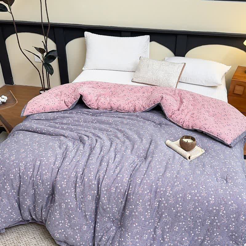 Steppdecke aus Baumwollgaze mit Zweig und Schmetterlingen, Jacquard - Winterquilt - 220cm x 240cm - image 0