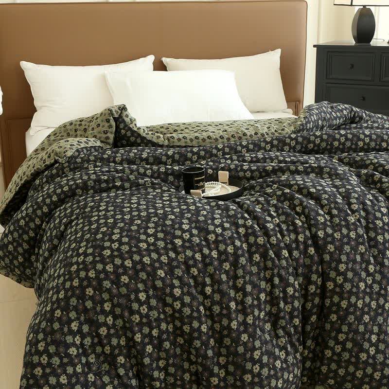 Retro-Blumen-Steppdecke aus Baumwollgaze-Jacquard - image 1