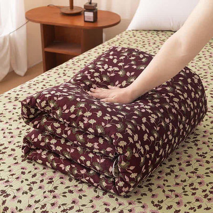 Jacquard-Steppdecke aus Baumwollgaze mit botanischen Blättern - Winterquilt - 200cm x 230cm - image 1