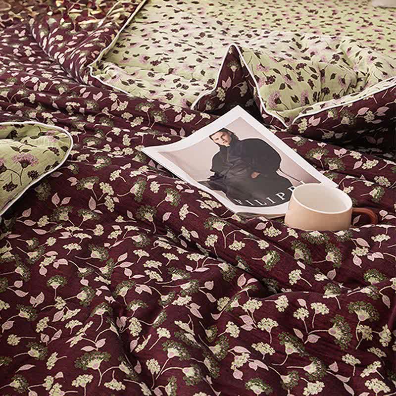 Jacquard-Steppdecke aus Baumwollgaze mit botanischen Blättern - image 2