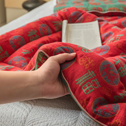 Retro-glückverheißende Jacquard-Steppdecke aus Baumwollgaze - image 5
