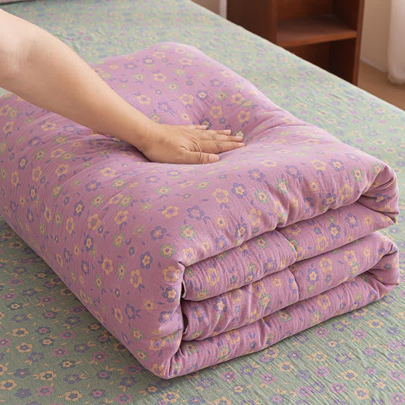 Lila geblümte Steppdecke aus Baumwollgaze-Jacquard - image 3