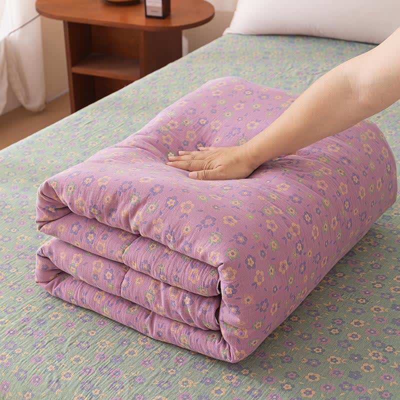 Lila geblümte Steppdecke aus Baumwollgaze-Jacquard - Winterquilt - 200cm x 230cm - image 1