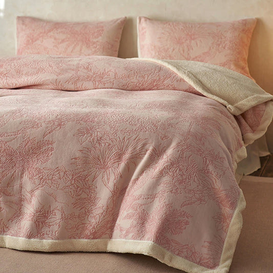 Warme Dschungel-Jacquard-Überwurfdecke - Rosa - 200cm x 230cm - image 0