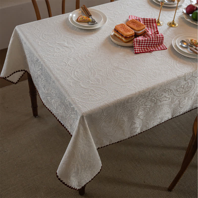 Jacquard-Tischdecke im Ethno-Stil mit Paisley-Muster - Weiß - 160cm x 160cm - image 10