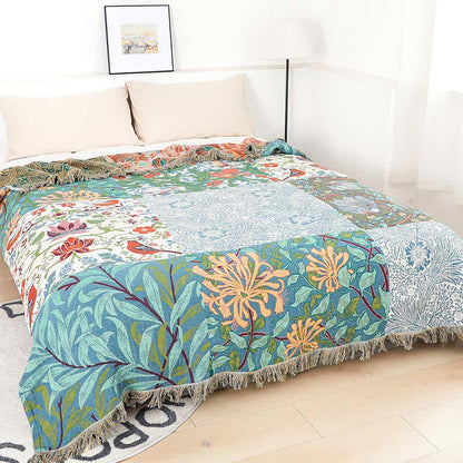 Patchwork-Steppdecke aus natürlicher Baumwollgaze mit Blumenmuster - 200cm x 230cm - image 0