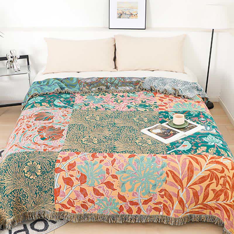 Patchwork-Steppdecke aus natürlicher Baumwollgaze mit Blumenmuster - image 1