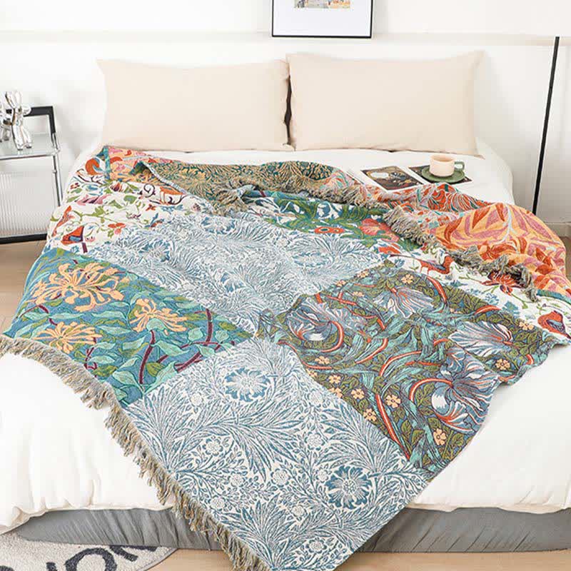 Patchwork-Steppdecke aus natürlicher Baumwollgaze mit Blumenmuster - image 2