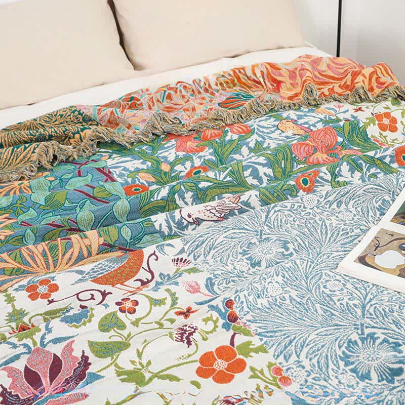 Patchwork-Steppdecke aus natürlicher Baumwollgaze mit Blumenmuster - image 5
