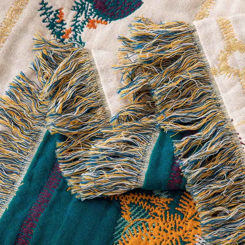 Steppdecke aus natürlicher Baumwollgaze mit Blumenmuster und Karomuster - image 4